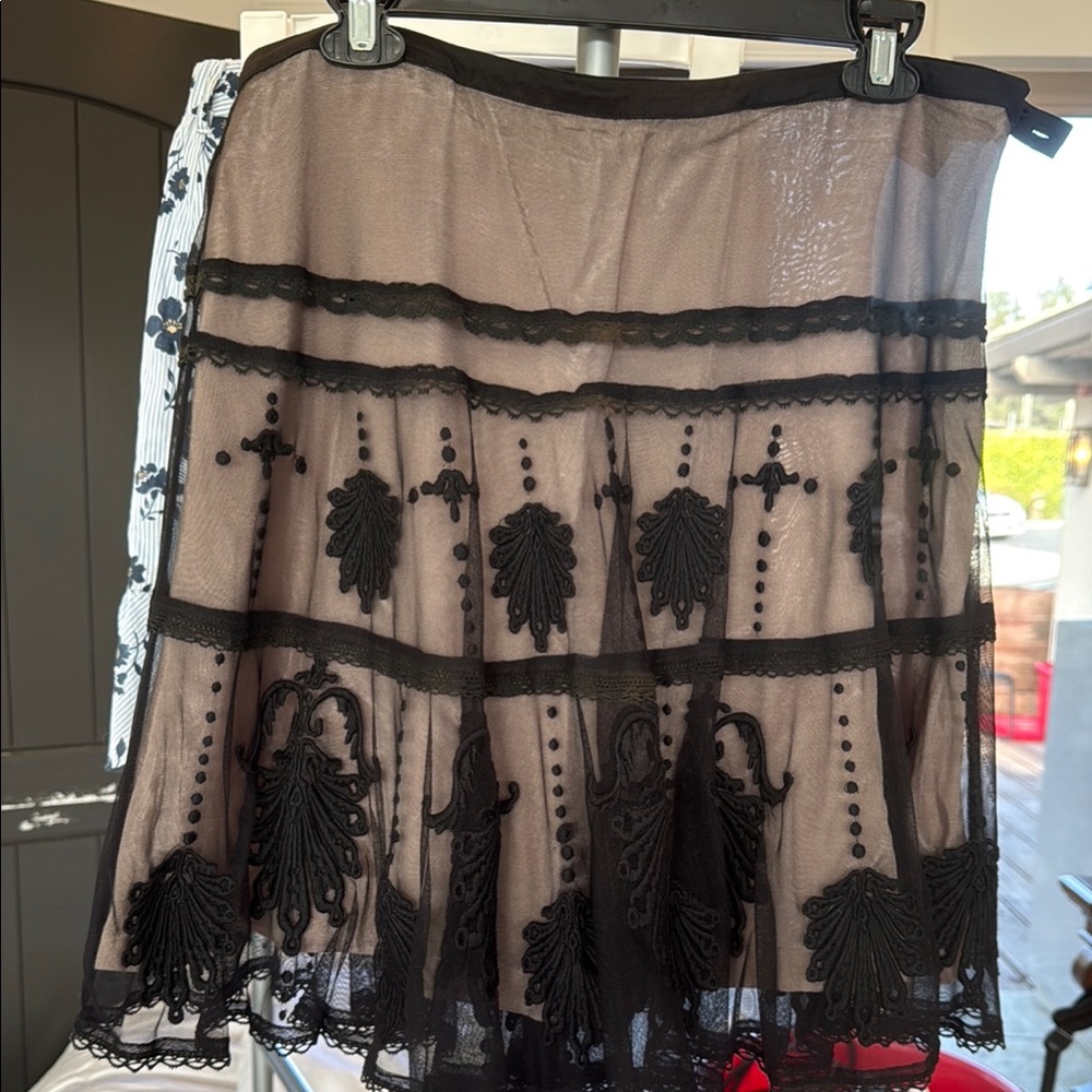 Floreat Tan Embellished A-Line Mini Skirt